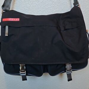 Prada Linea Rossa Black Nylon Messenger Bag